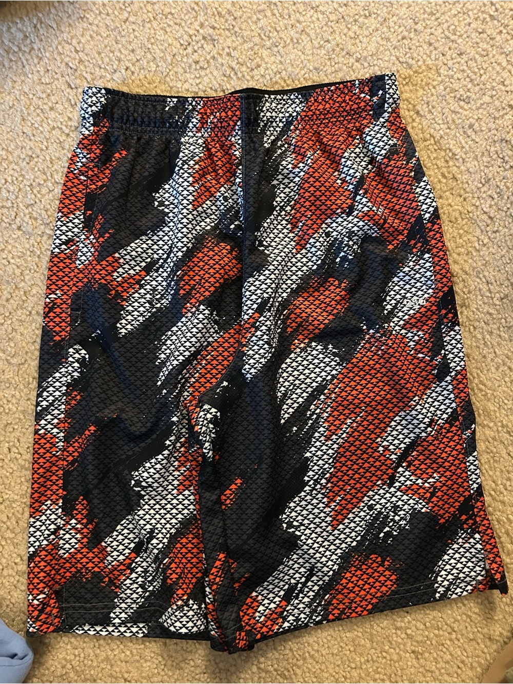 Boys Athletic Shorts in Black & Orange - Lightweight Performance